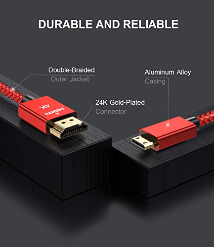 Elebase Mini HDMI-HDMI Kábel 10 FT,4K 60Hz Mini HDMI Kábel Kompatibilis a DSLR Fényképezőgép,Videokamera,Grafika, Videó Kártya,Laptop,Pico