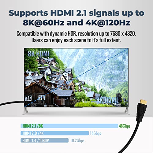 J-Tech Digitális 8K HDMI 2.1 Kábel 1Ft. (3 Csomag) | Ultra High Speed 48Gbps HDMI Kábel, 4K@120Hz, 8K@60Hz, ARC & eARC, Kompatibilis a