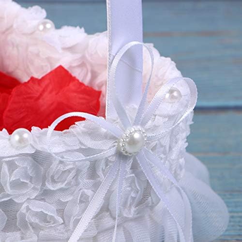 Holibanna A Fonott Kosarak, Esküvői Rózsa Kosárban Esküvői Virág Kosár Szív Alakú Virágos Kosár Élethű Csipke Rózsa Virág Lány