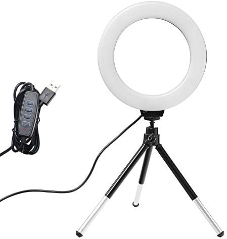 RBHGG 6 Hüvelyk Mini LED Asztali Videó Gyűrű Fény Önarckép Lámpa állvánnyal Állvány USB Csatlakozó Fotó Stúdió Fotózás (Szín : Rózsaszín