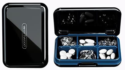 DUBSTAR Utazási Tabletta Szervező Nedvesség Vízálló Kis Gyógyszeres Dobozt a Zsebéből Táska 6 Rekeszes Hordozható Tabletta Esetben,