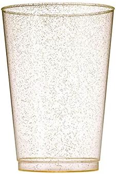 Munfix 100 Csillogó Műanyag Poharak 12 Oz Átlátszó Műanyag Poharak Forgatagban Arany Csillogó Poharak Egyszerhasználatos Esküvői Csésze