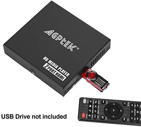 1080P Media Player Kettős HDMI Outpus AV Kábel, Hordozható MP4 Lejátszó Videó/Fotó/Zene Támogatja az USB Meghajtó/SD-Card/HDD - HDMI/AV/VGA