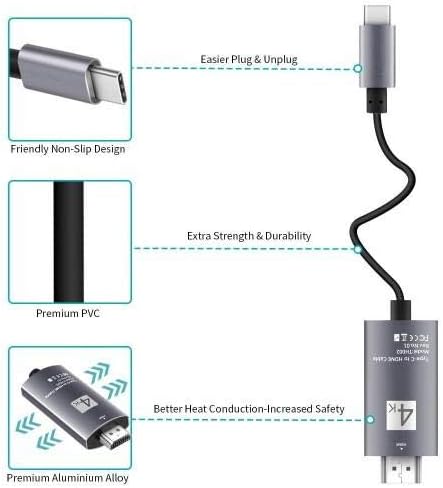BoxWave Kábel Kompatibilis a JBL Link Hordozható (Kábel által BoxWave) - SmartDisplay Kábel - USB-C-Típusú HDMI - (6 ft), USB C/HDMI