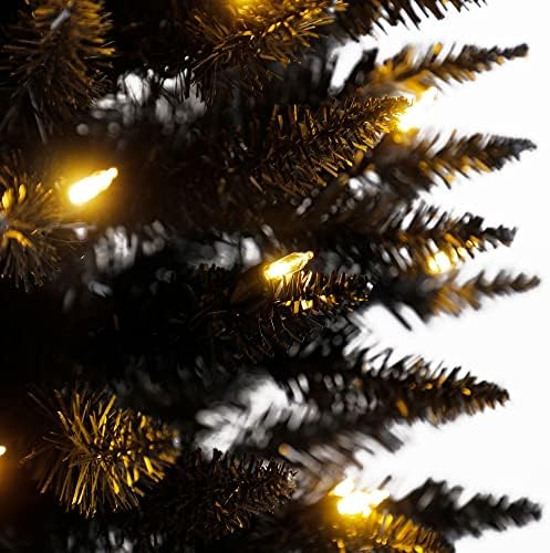 Haza Örökség 7 Méteres Ceruza Mesterséges karácsonyfa Dísz Fa Prelit 150 Világos LED-es Lámpák, 457 Lombozat Tippek, Fém Állvány, Fekete