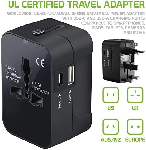 Utazási USB Plus Nemzetközi Adapter Kompatibilis Maxwest Pályára 3000 Világszerte Teljesítmény, 3 USB-Eszközök c típus, USB-A Közötti Utazás
