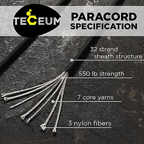 TECEUM 550 Paracord lb – Ideális a Barkácsoláshoz, DIY Projekt, Kemping, Katonai & Aktív Szabadban – 40+ Színek – Taktikai Ejtőernyős