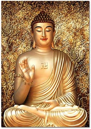 A Wall Art Festmény, Vászon Nyomatok Arany Színű Vászon Buddha Festményt Giclee Képek Nyomtatása Nappali Fali Dekoráció 70x100cm(28x39in)