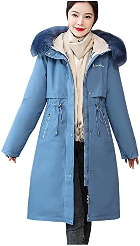 Női Kabátok Téli Vastag, Hosszú Pamut, Bélelt Ruha Nagy Gyapjú Gallér Vastag Kabát Vékony Gömbhal Kabát