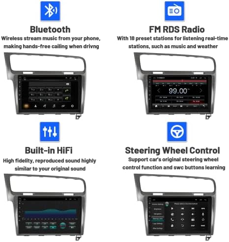 [2G+32G] 10.1 Hüvelykes Android 11 Autó Sztereó VW Golf 7 (2013-2018) Vezeték nélküli Carplay Android Automatikus Beépített HiFi GPS Navigáció