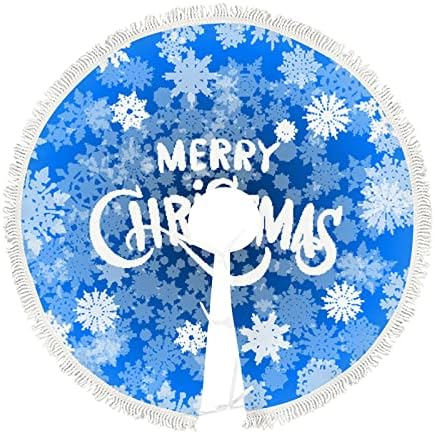 48 Hüvelyk karácsonyfa Szoknya Retro Karácsonyi Fehér Kék Hópelyhek Csillagok Nagy Fa Szoknya Mat karácsonyi Parti Parasztház karácsonyfa