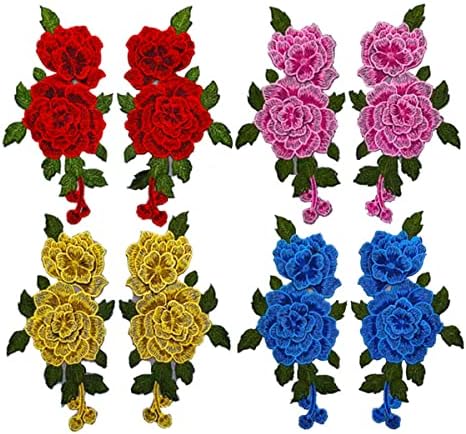 Czsycdsf 5 Pár Hímzett Foltok Rózsa Virág Varrni a Patch Applied DIY Ruházat, Rózsa Virág Javítás Jelvény Hímzett Virágos Applied Dekoratív