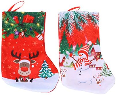 Amosfun karácsonyi ajándéknak 4 DB Karácsonyi Harisnya Dísz Santa Elk Hóember Nyomtatott Harisnya karácsonyfa Fali Díszek Party(Random