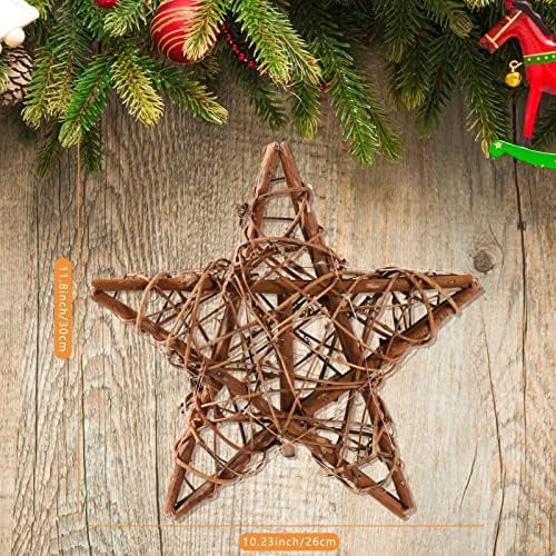 Karácsonyfa Topper 30 LED Rattan Természetes Csillag Treetop karácsonyfa karácsonyi Parti Dekoráció