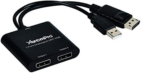 XtremPro 2 csatlakozó DisplayPort MST Hub Elosztó Támogatja a HDCP-t, SST Meghosszabbított MST, 3840x2160P@30Hz - Fekete (61072)