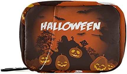 Boldog Halloween Tabletta Esetben Táska Tabletta Szervező Doboz Cipzár Hordozható-Vitamin, halolaj Gyógyszer Esetében Utazási