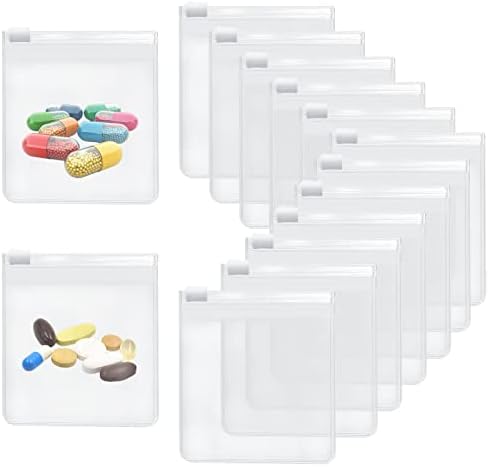 BLMHTWO 12 Db Gyógyszert Szervező Tabletta Táskák Gyógyszert, Tablettát Tok Dia Cipzár, Vastag EVA Átlátszó Szivárgásmentes Írható