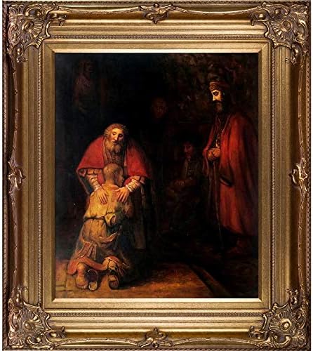 overstockArt Vissza A Tékozló fiú Keretezett Olaj, Sokszorosítása egy Eredeti Festmény Rembrandt, Piros, REM3259-FR-801G20X24, 34 x 30