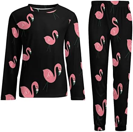 Rózsaszín Flamingó Pizsama Férfi Hosszú Ujjú Hálóruha Hangulatos Loungewear Puha Hálóruházat Pj Készlet