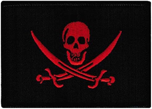 Jolly Roger Feketeszakáll Zászló Hímzett Javítás Fekete Fehér Kalóz Koponya Vas-On