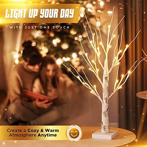 Karácsonyfa Világítás - Mini Nyírfa LED Gally Fa Dísz Meleg Fehér LED, Akkumulátoros asztali Dekoráció, Karácsonyi, Haza, Esküvők (2, Meleg