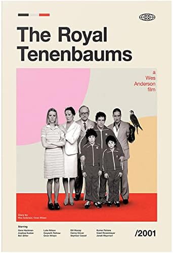 A Royal Tenenbaums Poszter Wes Anderson Retro Film Poszter, télen fűt, Modern, Retro Legjobb film Unframe Poszter, Keretes Vászon 0.75 Coll