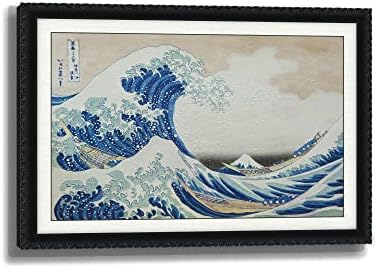 Kézzel Festett Hokusai Híres, Klasszikus Olaj-Vászon Festmény Wall Art A Nagy Hullám, Japán, Kézzel Készült Szilárd Fautánzat Díszes
