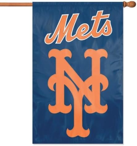 Fél Állat New York Mets NY 2-Oldalas 28x44 Prémium Hímzett Applied Banner Zászlót Baseball