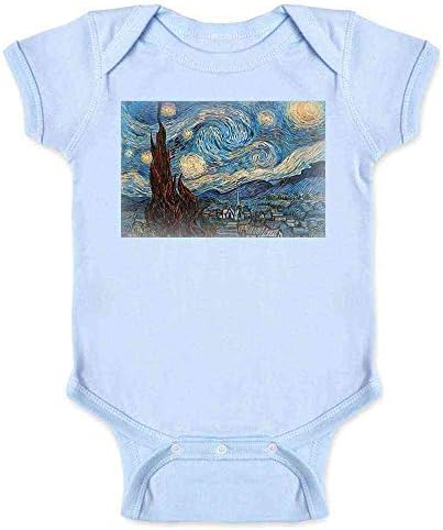 Pop Szálak Csillagos Éjszaka Vincent Van Gogh Festmény Művészet Baba Kisgyermek Gyerekek Lány Fiú Póló