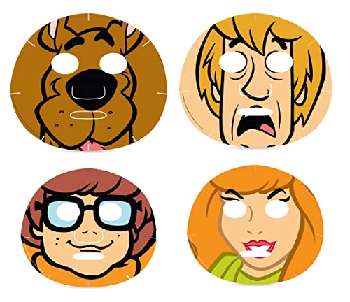 ŐRÜLT Szépség Scooby-Doo Lap Arcát Maszk Beállítása (Pack 4) | Daphne, Bozontos, Scooby, & Velma | Levendula -, Kókusz -, Uborka,