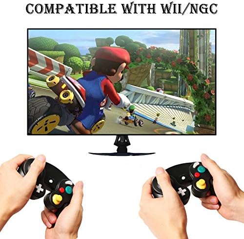 Reiso 2 Csomag NGC Klasszikus Irányítók Vezetékes Vezérlő Wii Gamecube(Világos Narancs, Zöld)