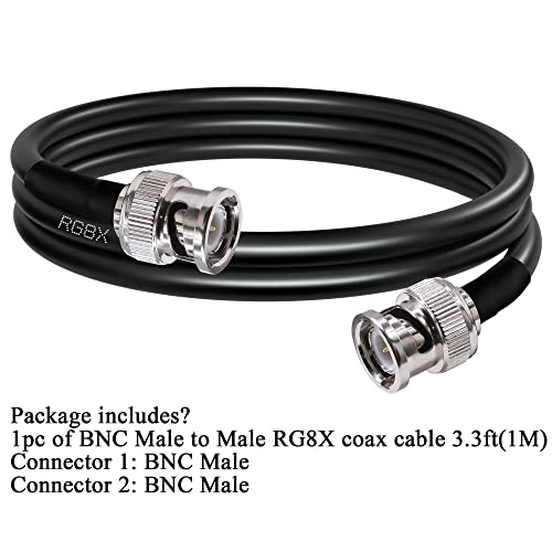 TUOLNK BNC összekötő Kábel RG8X BNC Férfi-BNC Férfi Alacsony Veszteség Hosszabbító Kábel 3.3 ft(1M) BNC Koax Kábel, 50 ohm CCTV Rendszerek