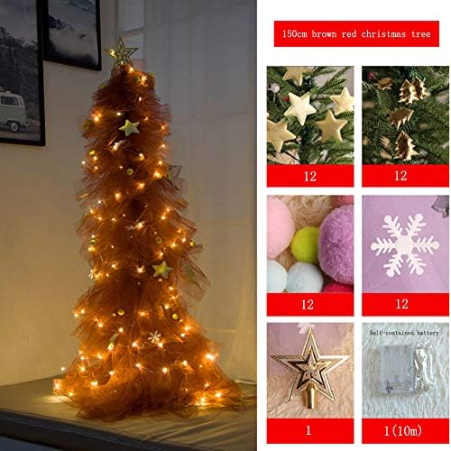 CAIXIN Előtti Megvilágított karácsonyfa,Könnyű Géz karácsonyfa,Ünnepi Dekoráció, Beltéri Haza Műanyag Állvány Led String Fények-Barna