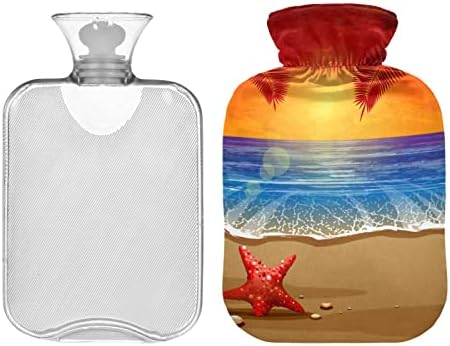 Meleg Víz Üveg fedéllel Tenger Sunset Beach Meleg vizes tömlőt a Fájdalom, Menstruációs Görcsök, Kéz, Láb Melegítő 2 Liter