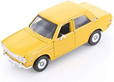 Fröccsöntött Autó w/vitrin - 1971 Datsun 510 Hard Top, Sárga - Showcasts 34518 - 1/24-Skála Fröccsöntött Modell, Játék Autó