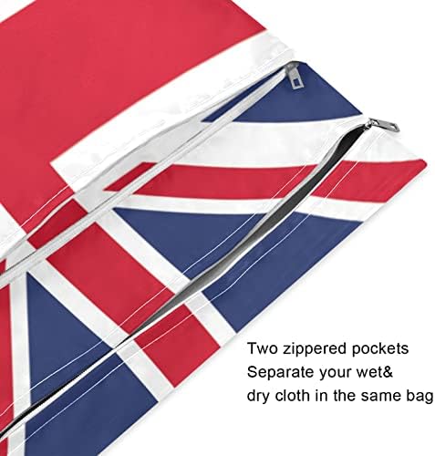 ZZXXB Brit Zászló Vízálló Nedves Újrafelhasználható Táska ruha Pelenka Nedves-Száraz Táska Cipzáras Zseb Utazási Beach Medence, Edzőterem