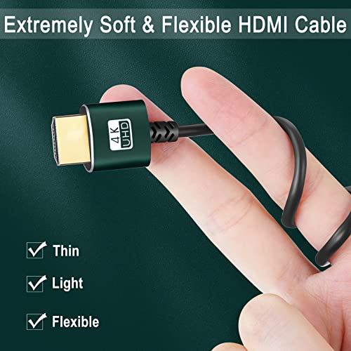 Thsucords Slim HDMI Kábel 1FT, Ultra Lágy & Vékony HDMI-HDMI Kábel, Extrém Rugalmas & Sovány HDMI Vezeték Támogatja a Nagy Sebességű 4K@60Hz