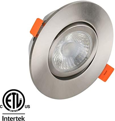 LED Gimbal Süllyesztve Beépíthető Lámpatest, 3.5 Inch Vezető, a Puha, Fehér 3000K, 7W, 600 Lumen, 120, Szabályozható, ETL Felsorolt, matt Nikkel
