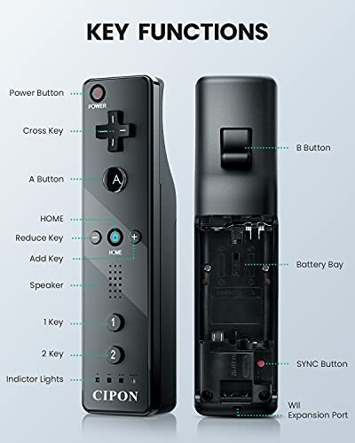 CIPON Kontroller Kompatibilis a Wii Távirányító, Beépített Motion Plus Szilikon Esetben csuklópánt (2 Csomag)