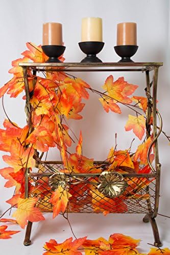 Jobb Kézműves Maple Leaf Koszorú Dekoráció - Őszi Levelek a Hálaadás & Halloween Dekoráció - Narancs & Sárga, 6 Láb (2)