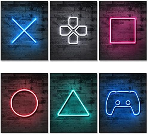 JUMANT NYOMTATOTT Neon Szerencsejáték-Plakátok - keret nélküli 8x10 - Gamer Szoba Decor a Fiúk - Gaming Room Decor - Játék Decor - Plakátok