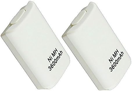 Bestyu Fehér 2db Vezeték nélküli 3600mAh Távirányító Újratölthető Akkumulátor a Microsoft Xbox 360 / Xbox 360 Slim