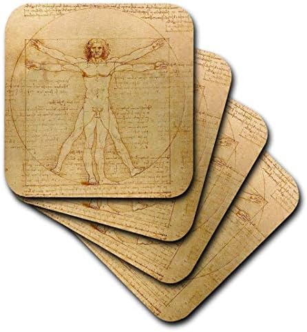 3dRose Vitruvius-tanulmány, amelyet Leonardo Da Vinci 1490 Jól Anatómiai Művészet az Emberi Anatómia Toll, Tinta, Rajz, Kerámia Alátétek
