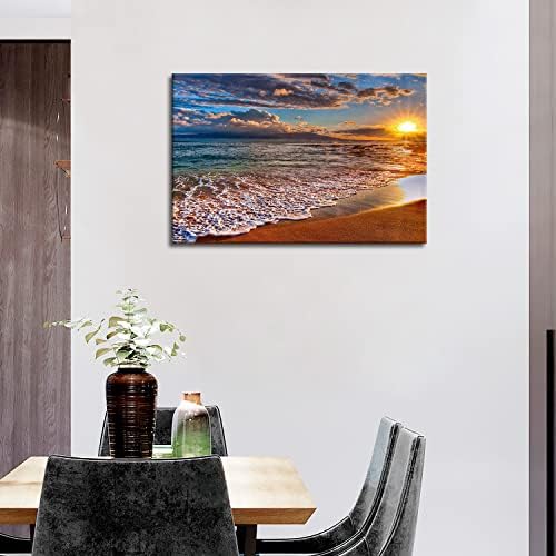 A Wall Art Festmény, Sunrise Beach Fehér Hullám Nyomatok Vászonra A Kép Seascape Képek Olaj Haza Modern Dekoráció Nyomtatás