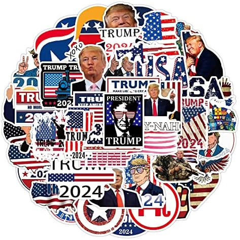 50 Db Donald Trump 2024 Matricák Vegyes Nem Ismétlődő Matricák, USA Zászló Matricák, Graffiti Matricák, Vízálló Bőrönd Notebook Robogó