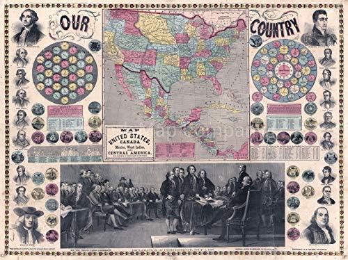 1859 Map| Térkép Az Egyesült Államok, Kanada, Mexico, Nyugat-India, valamint Közép-Amerika| N