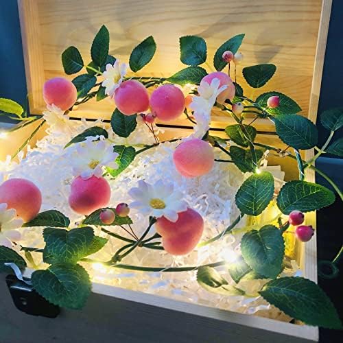 Sezrgiu Mesterséges Őszibarack Szőlő LED Coper Vezeték String Mesterséges Fények Gyümölcs, Virág a Szőlő Növény, Koszorú Tündér Lámpa