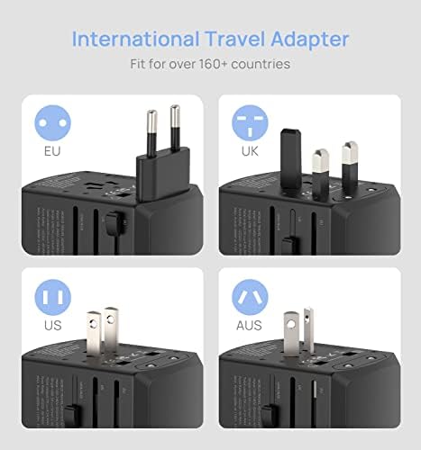 Univerzális Úti Adapter, SCOOFEX Nemzetközi Dugó Adapter 4 USB Port（2.4 EGY）, HÁLÓZATI Aljzatba Világszerte Fali Töltő Átalakító USA