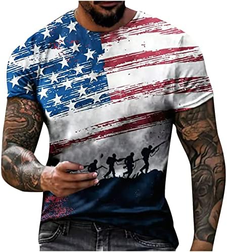 A férfi július 4-én, Rövid Ujjú Ingek, Amerikai Zászló Függetlenség Napja Ing Retro Laza Felsők Nyári póló Nyomtatás