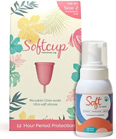 Softcup Menstruációs Csésze Újrafelhasználható Időszak Csésze (2-es Méret), valamint a Softcup Mossa Menstruációs Csésze Tisztító